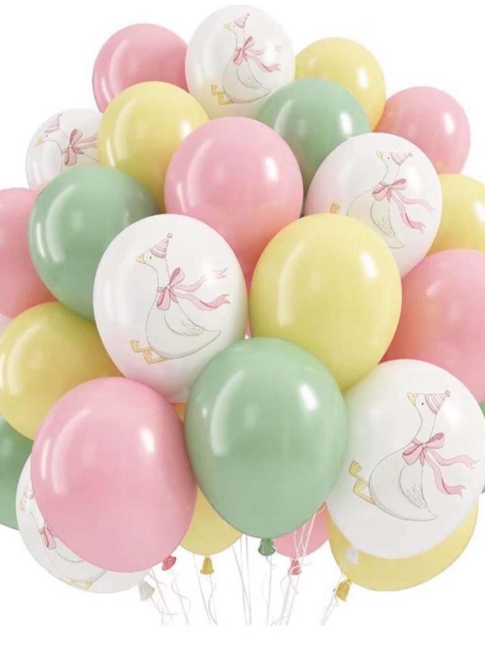 Pastel Goose Balloon Set - Pink White Yellow Green